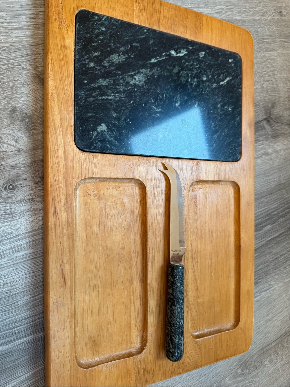 Sonoma Wooden Cheese Board with Marble Inset and Knife